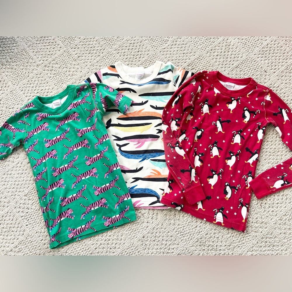 Hanna andersson lot of 3 pajama tops Christmas holiday organic cotton animal 10